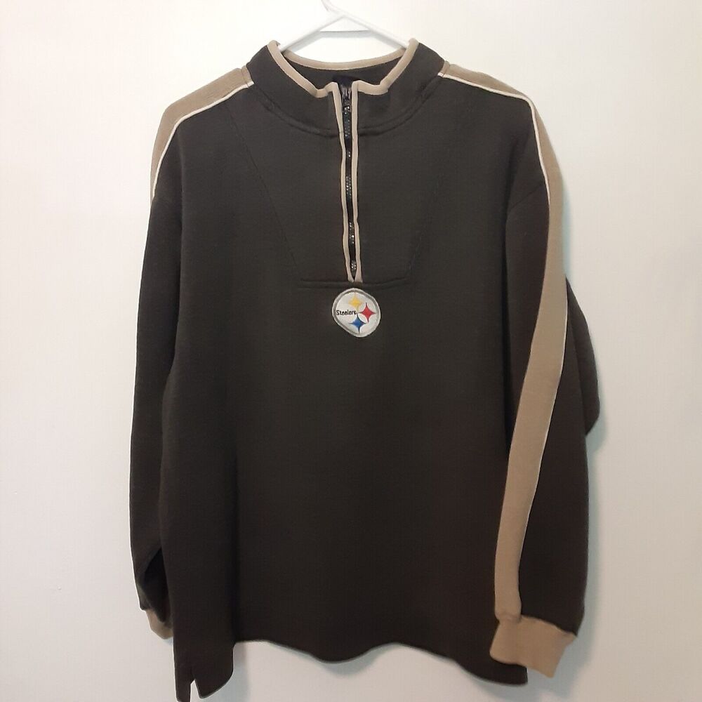Pittsburgh Steelers NFL Adult Mens M Gray 1/4 Zip Pullover Sweater